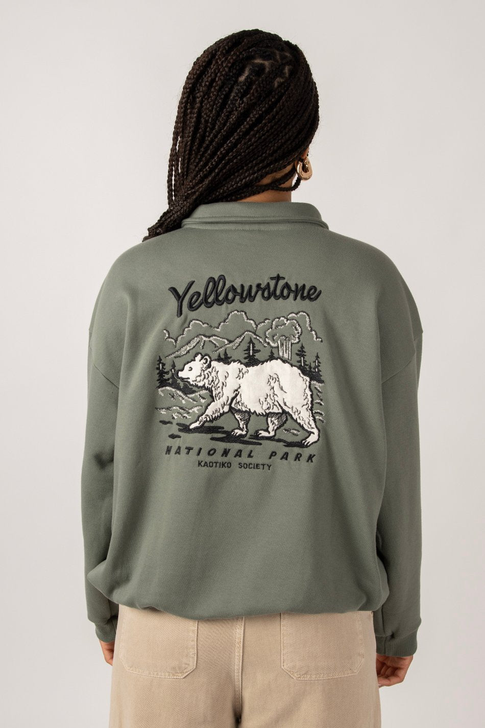 Sweat-shirt Bear YellowStone Old Green