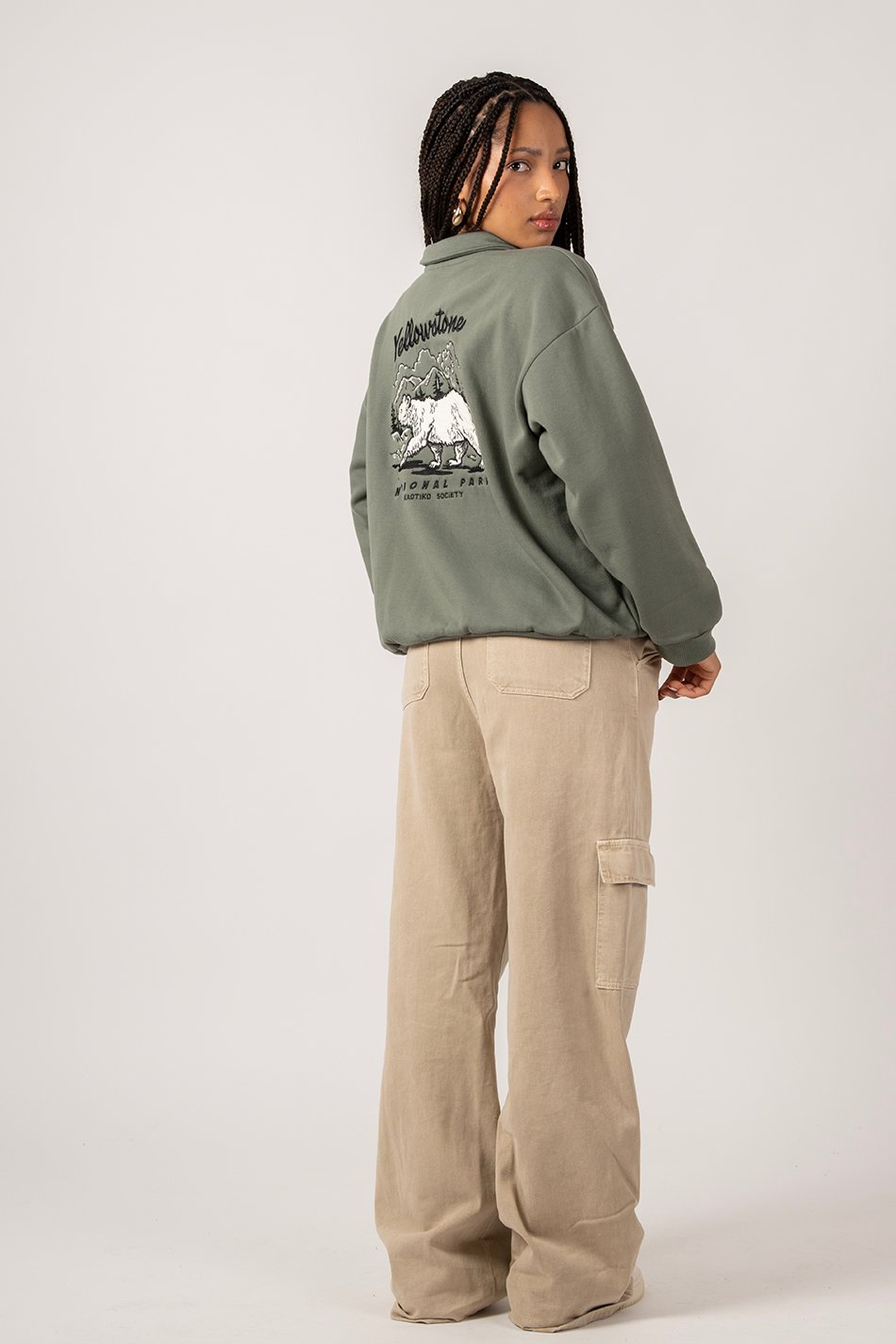 Sweat-shirt Bear YellowStone Old Green