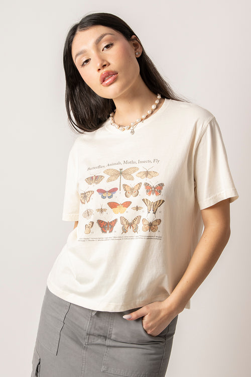 Butterflies Washed Ivory T-Shirt
