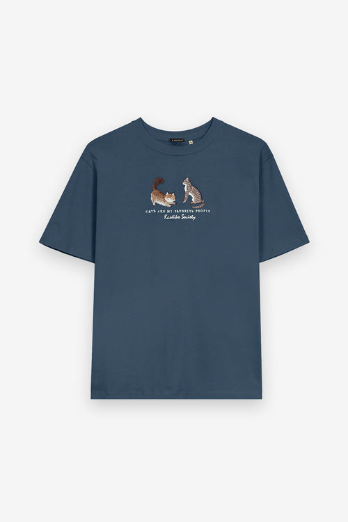 Cats Washed T-Shirt Navy