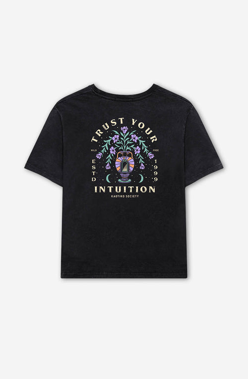 Washed T-Shirt Trust Your Intuition Schwarz