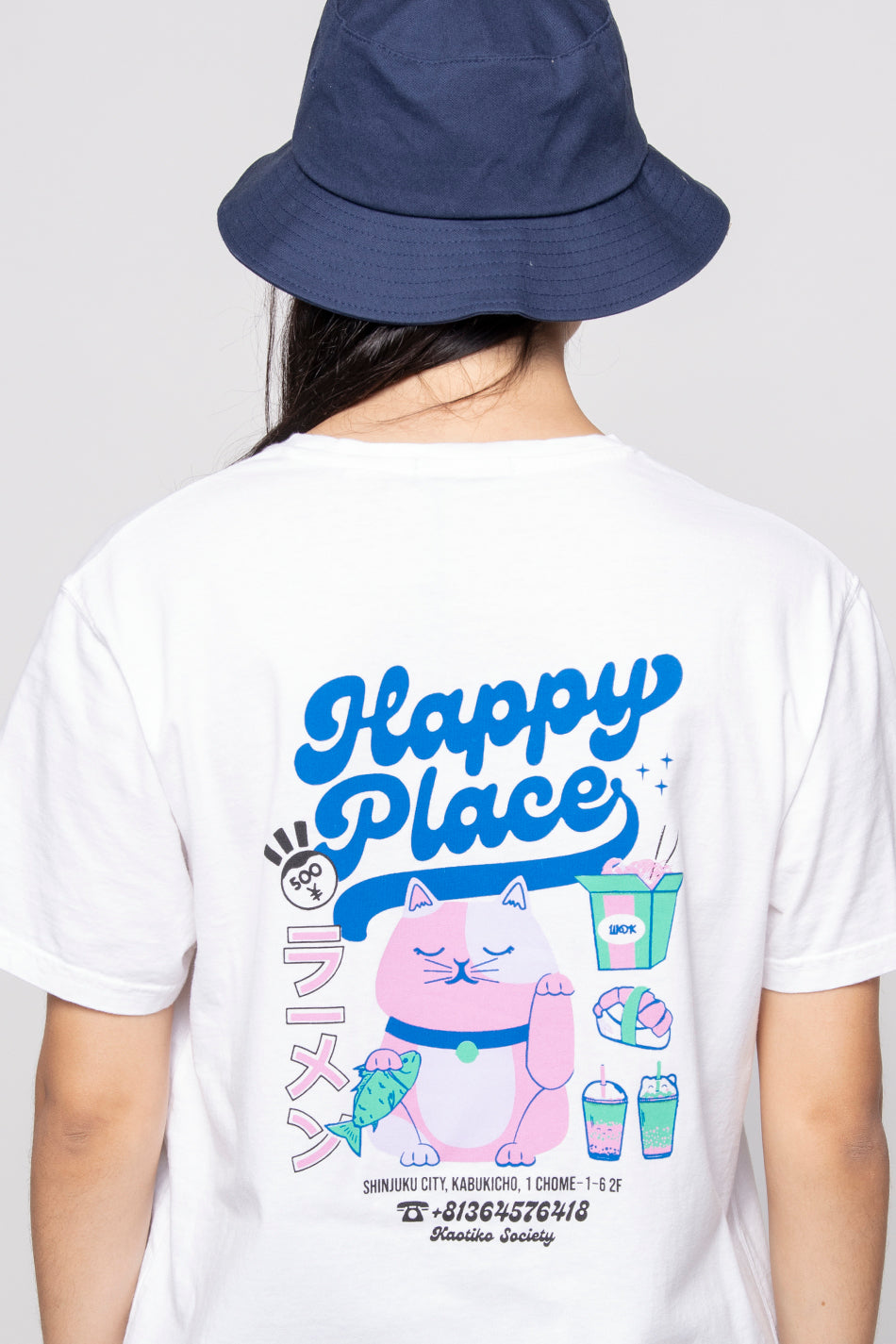 T-shirt blanc Washed Happy Place