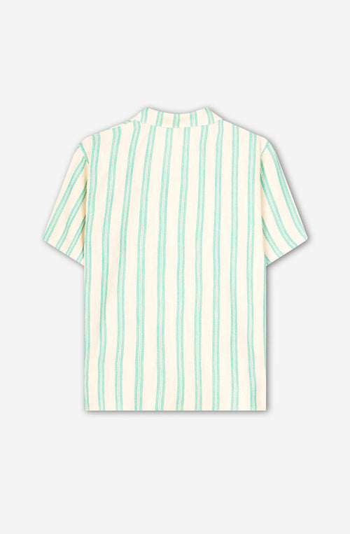 SHIRT M/C OZAN STRIPES IVORY/AQUA