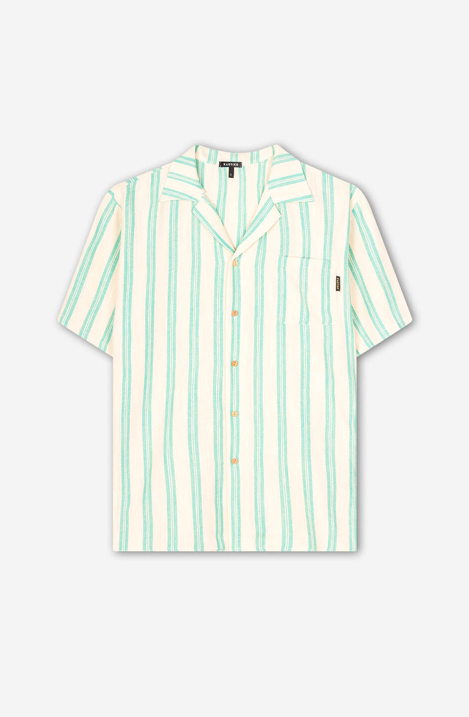 SHIRT M/C OZAN STRIPES IVORY/AQUA