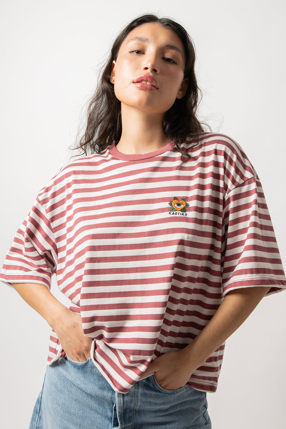 Camiseta Burgundy Heart Stripes