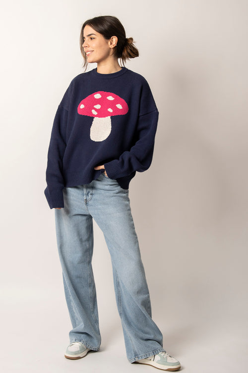 Mushroom Navy Sweater 