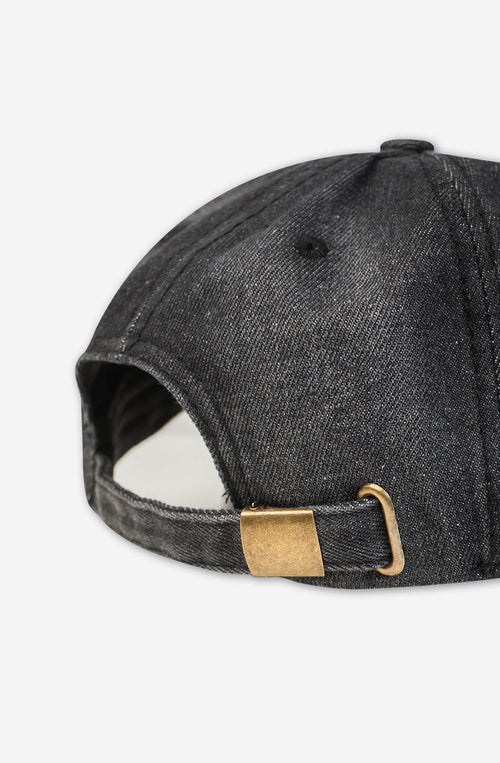 Casquette en denim noir pour femme tigrée