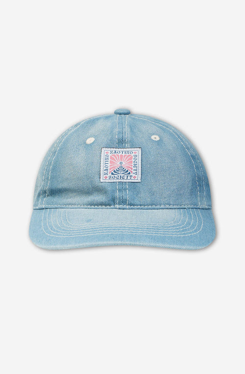 Casquette en denim léger rose fleuri