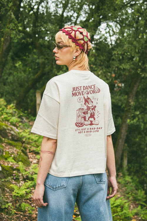 Just Dance Cat Music Organic Cotton Ivory T-shirt