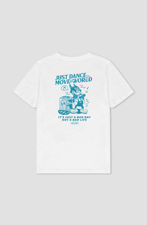 T-shirt blanc délavé Just Dance Cat Music