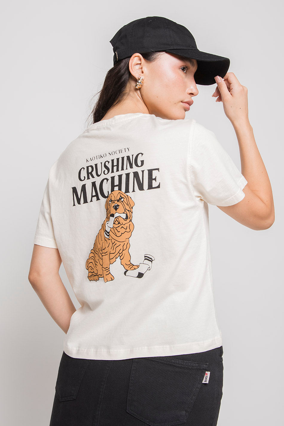 Washed Crushing Machine Ivory T-Shirt