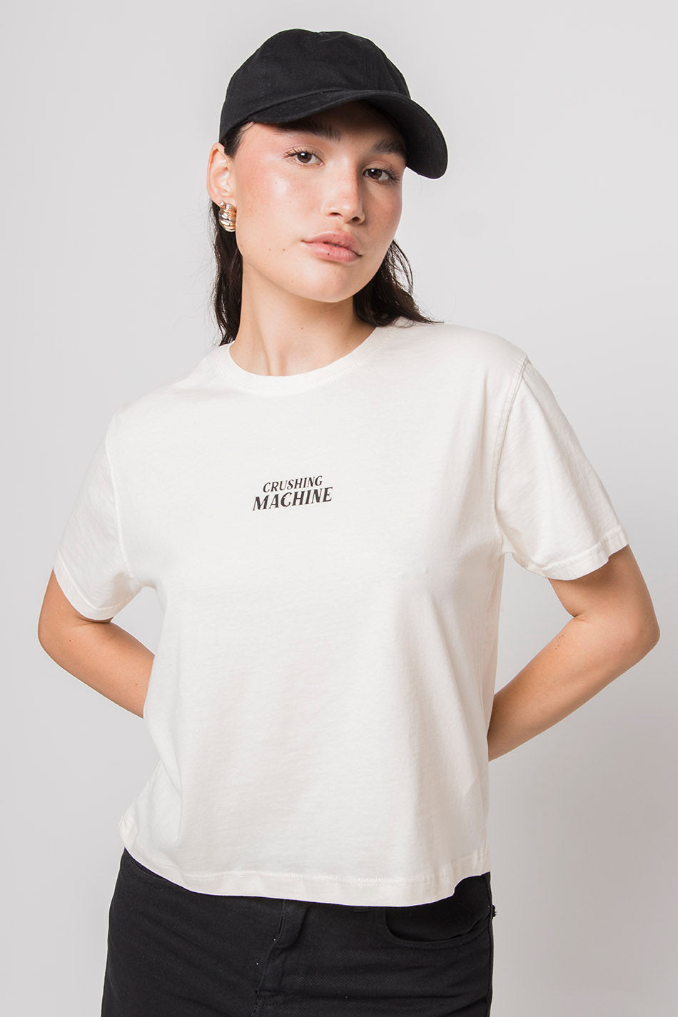 Washed Crushing Machine Ivory T-Shirt