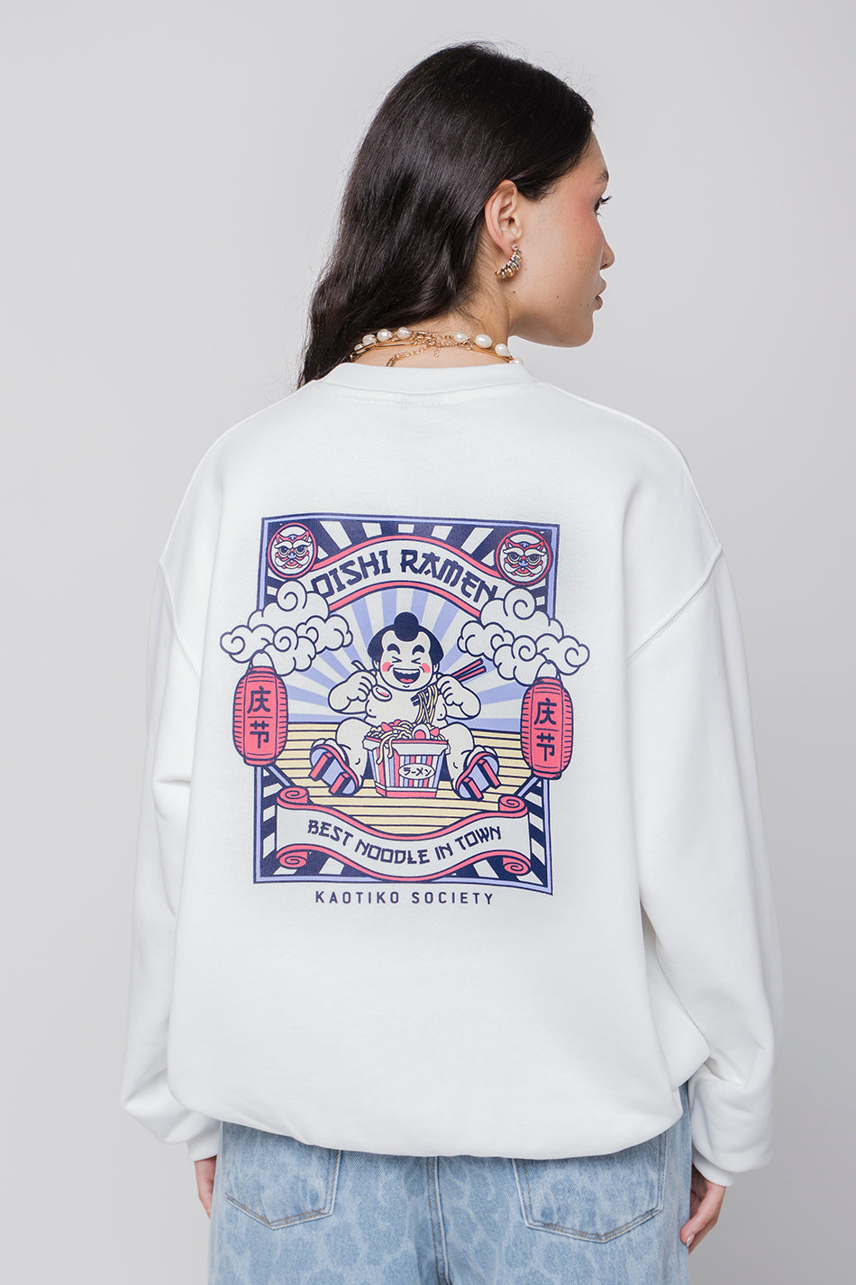 Sweat en coton biologique Oishi Ramen White