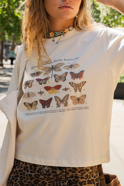 Butterflies Washed Ivory T-Shirt