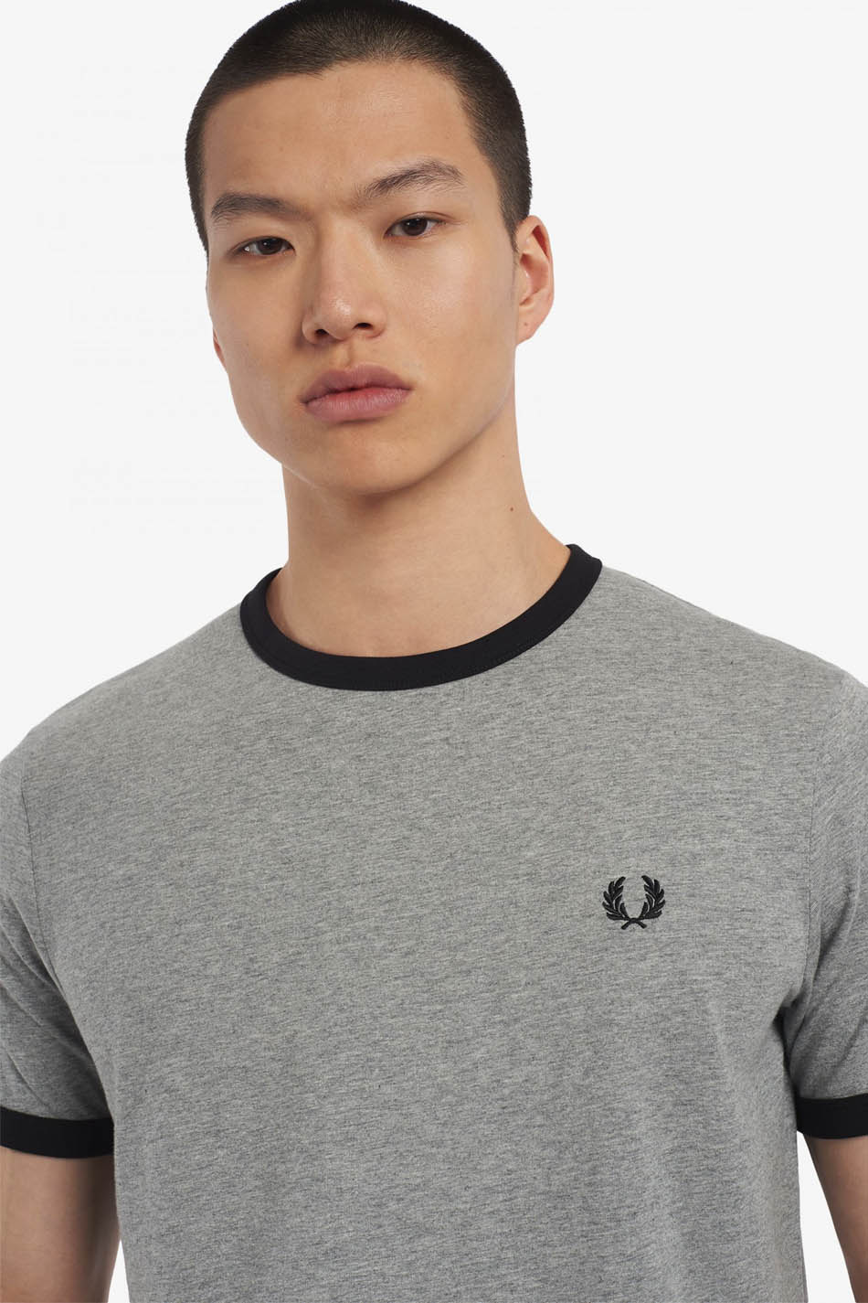 T-shirt Fred Perry Ringer gris/noir