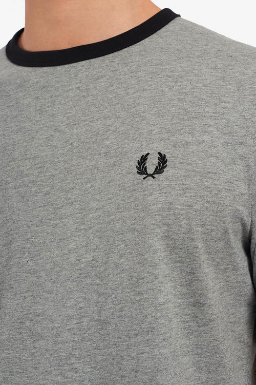 Grey / Black Fred Perry Ringer T-shirt