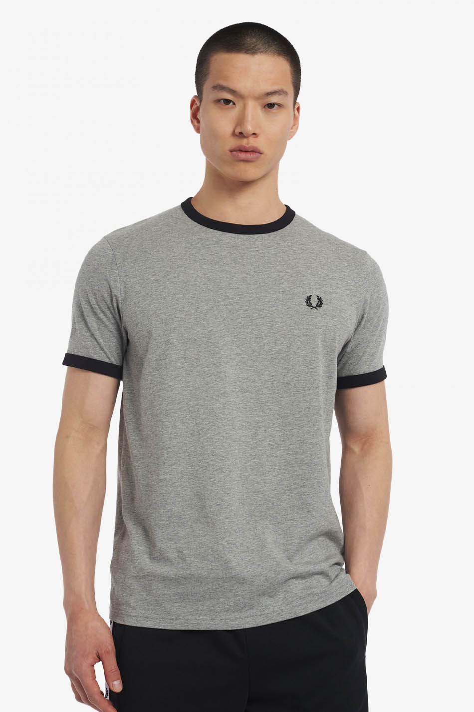 T-shirt Fred Perry Ringer gris/noir