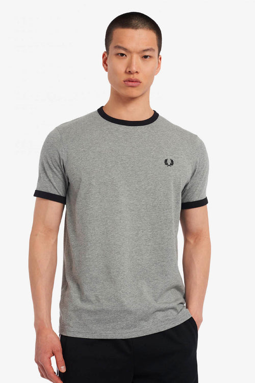 Grey / Black Fred Perry Ringer T-shirt