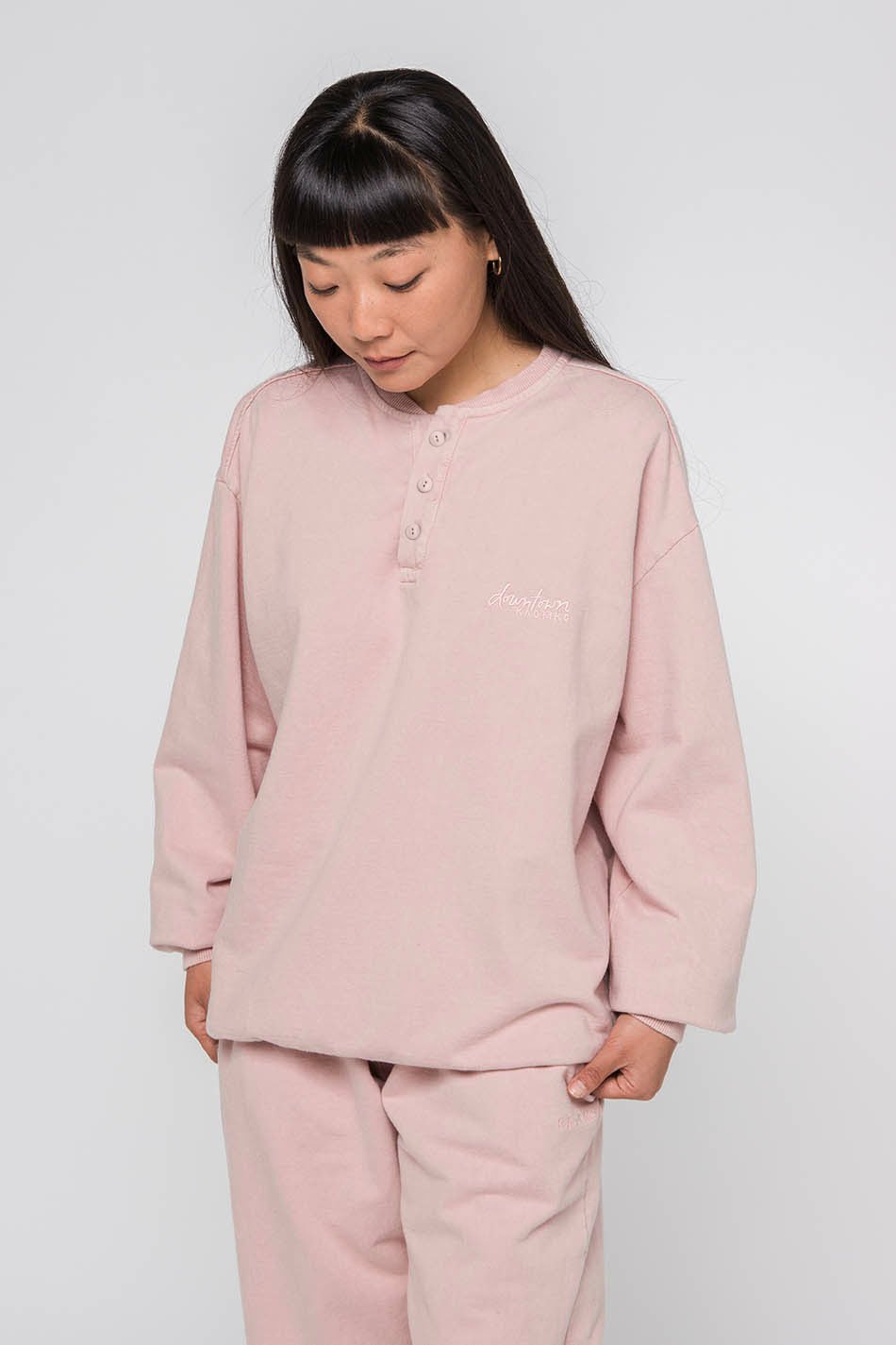 Sweatshirt Helmer Washed Rose Pâle