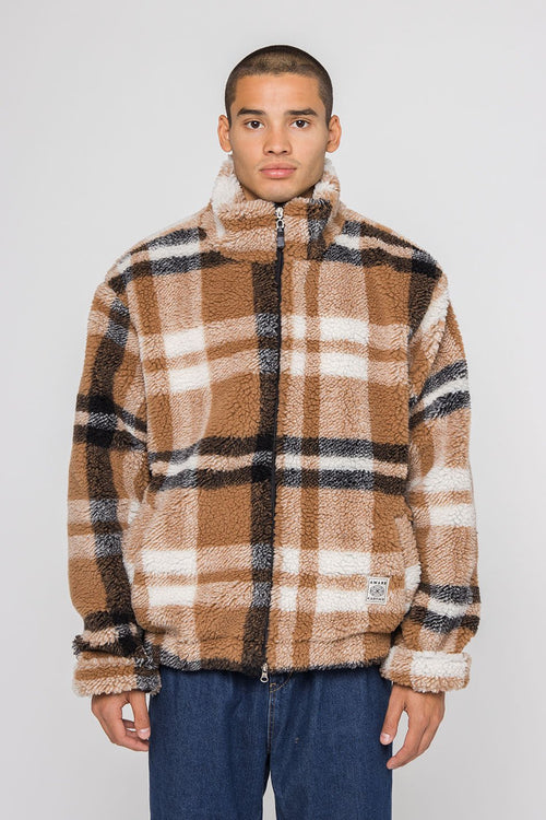 Brown Check Sherpa Jacket