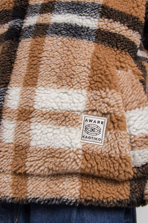 Brown Check Sherpa Jacket