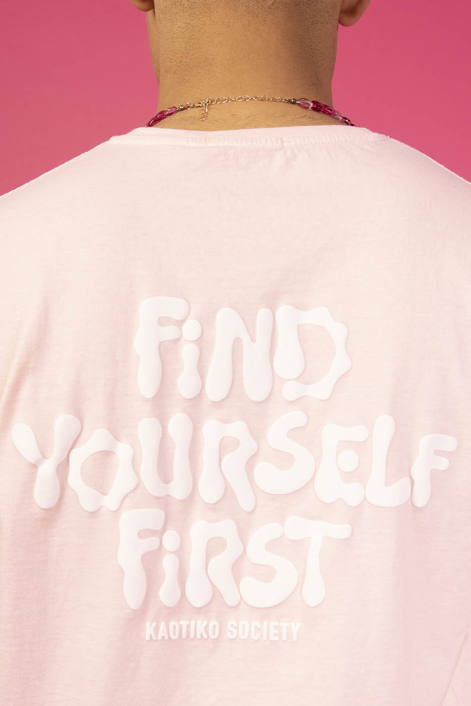 Tee-shirt Washed Find Yourself Pink