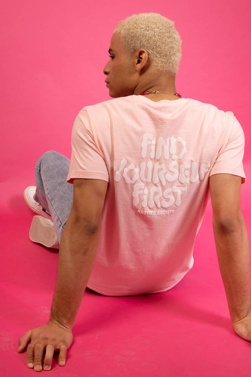 Tee-shirt Washed Find Yourself Pink