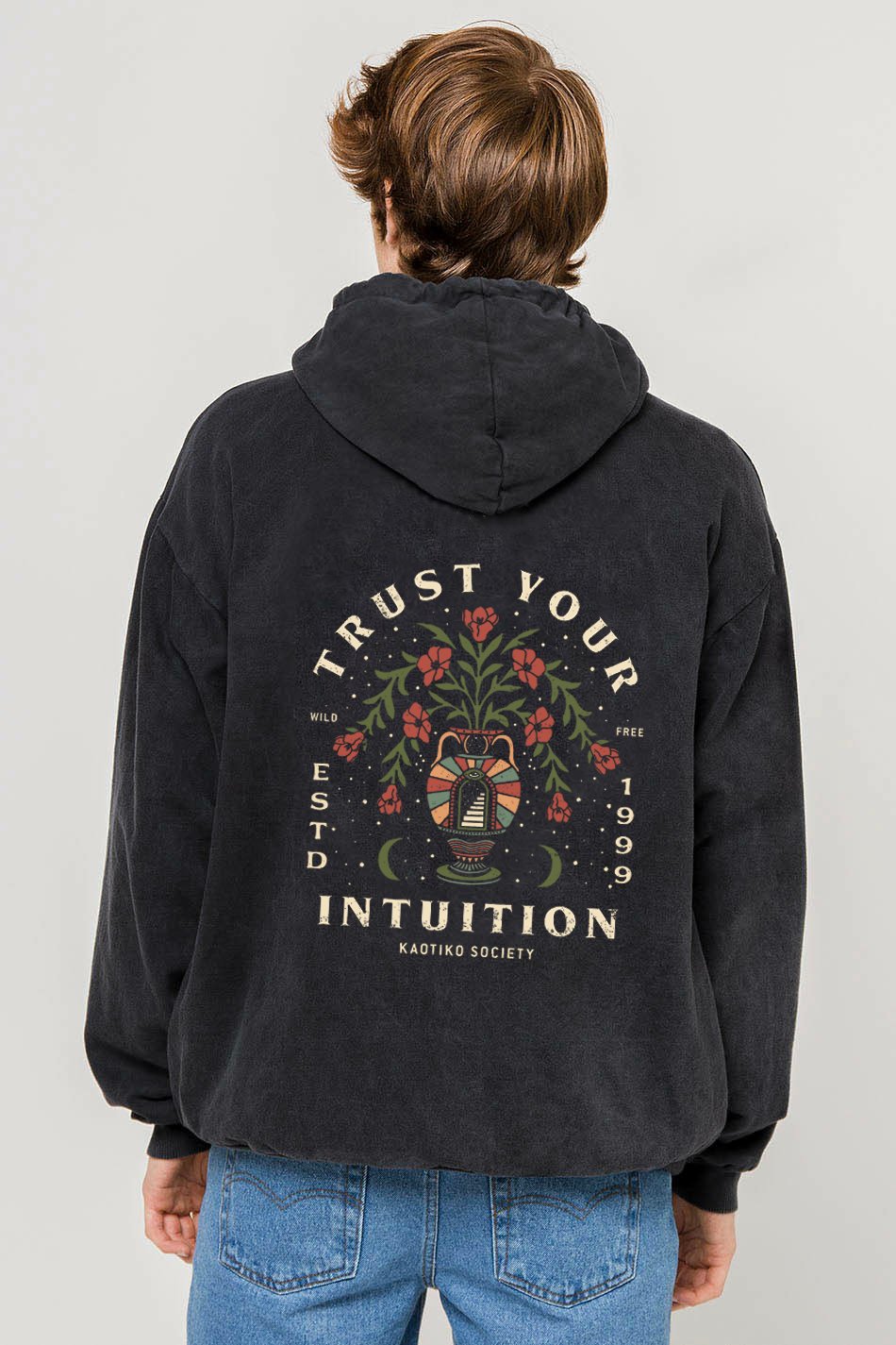 Sweat-shirt Washed Trust Your Intuition Black