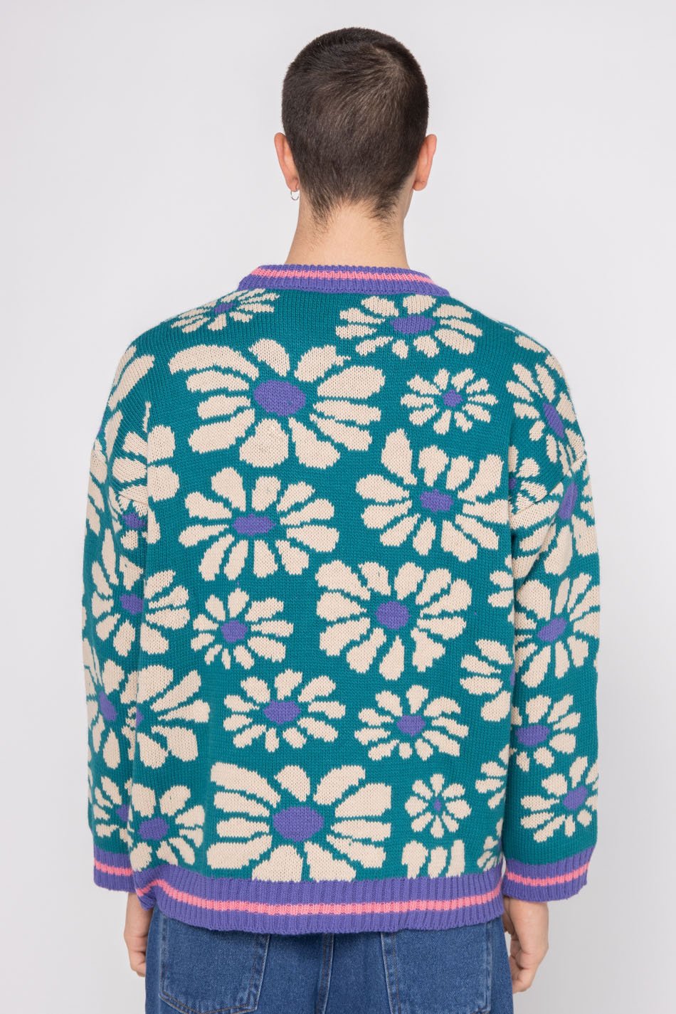 Jersey Flowers Green/ Blue