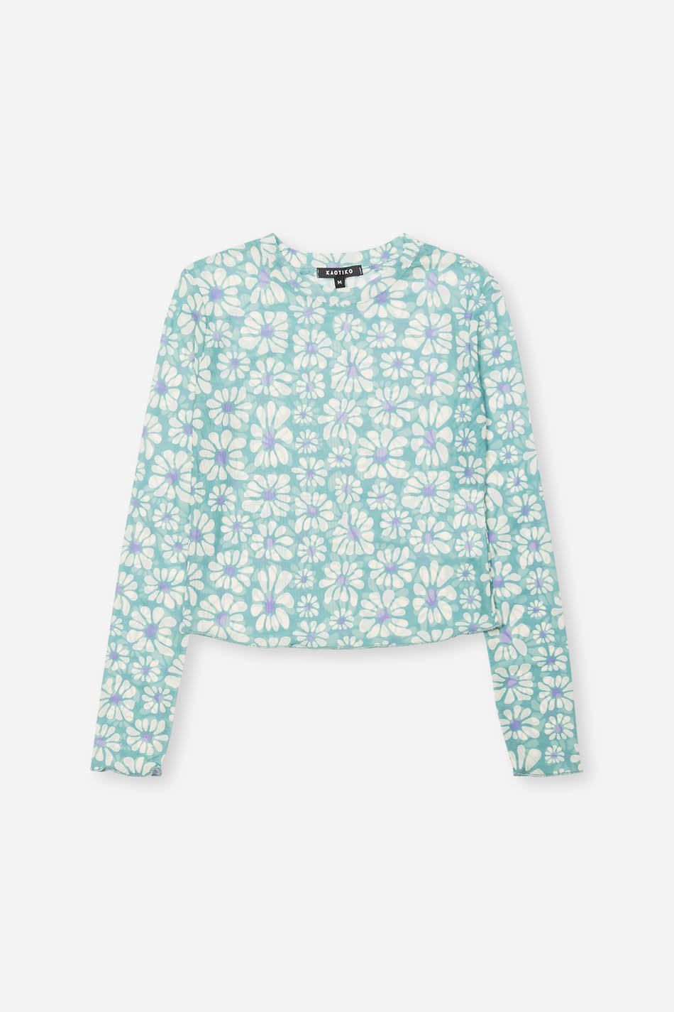 T-shirt en tulle Flowers Green