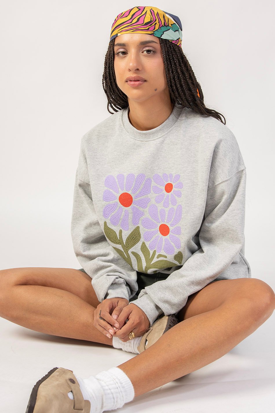 Sweat Fleurs Grey