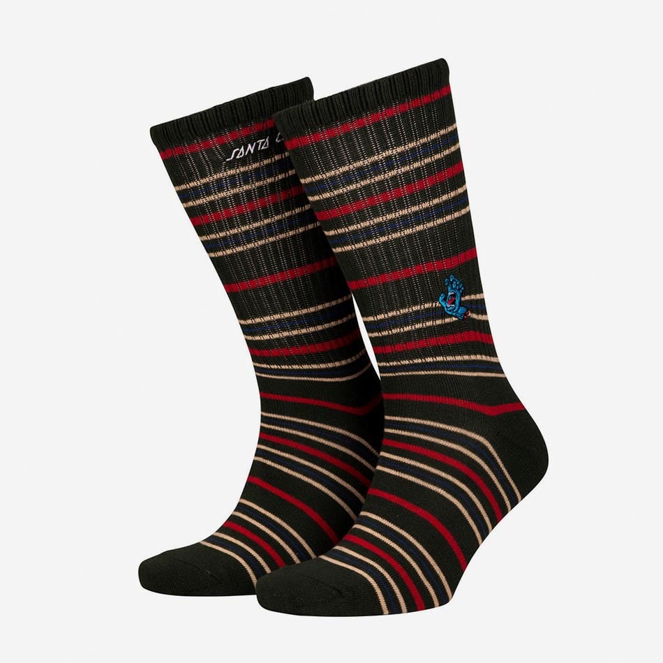 Sage Stripe Santa Cruz Screaming Mini Hands Socks