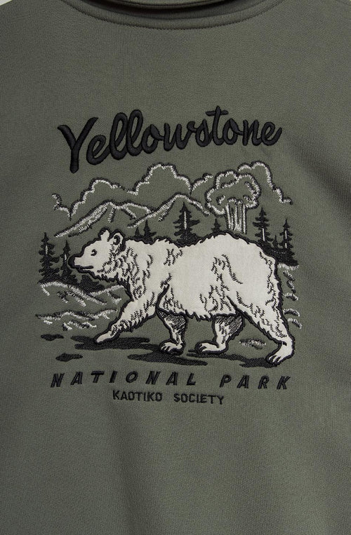 Sweat-shirt Bear YellowStone Old Green