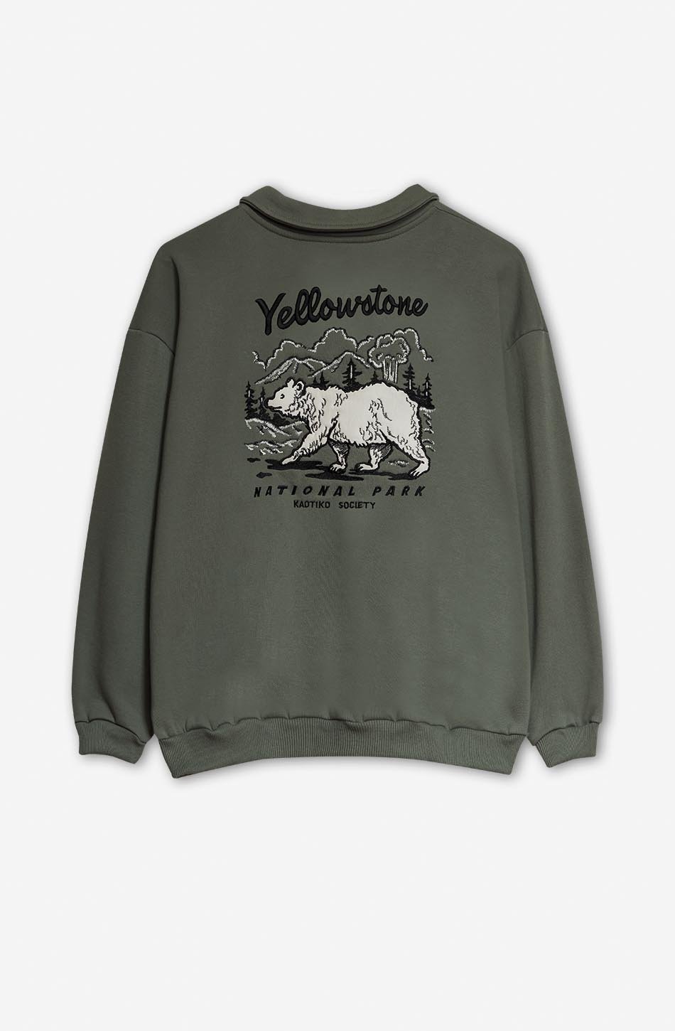 Sweat-shirt Bear YellowStone Old Green