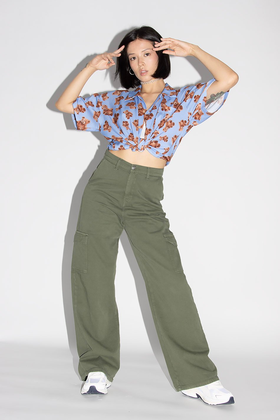 Pantalon Cargo Wide Leg Army