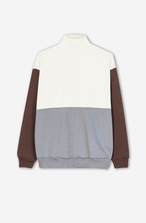 Sweatshirt Buttons Matthew Ivory/ Palid Blue / Brown