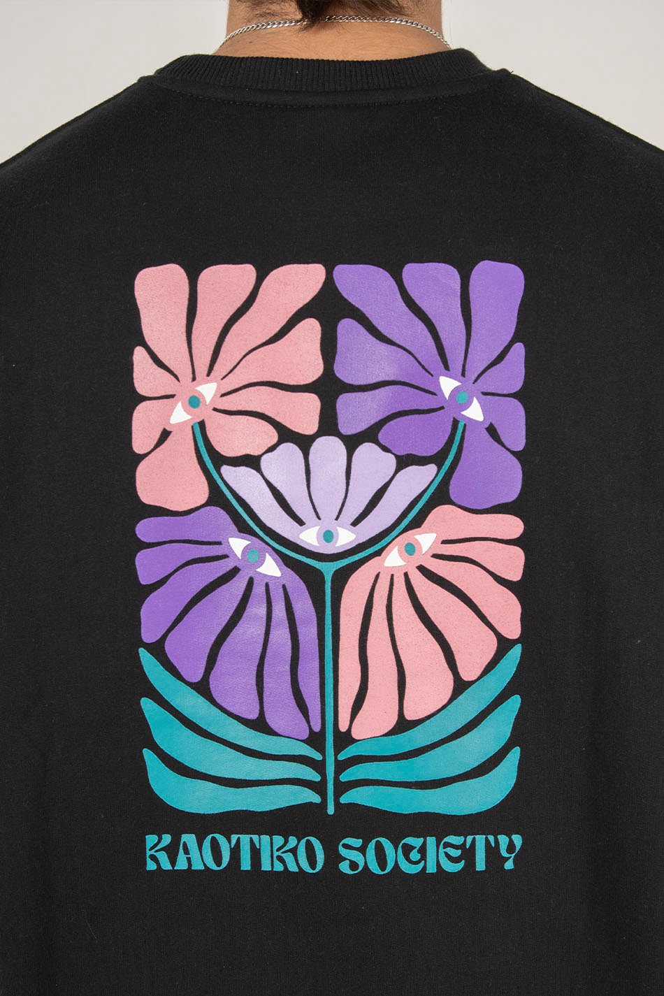 Sweat-shirt Flowers Eye Black