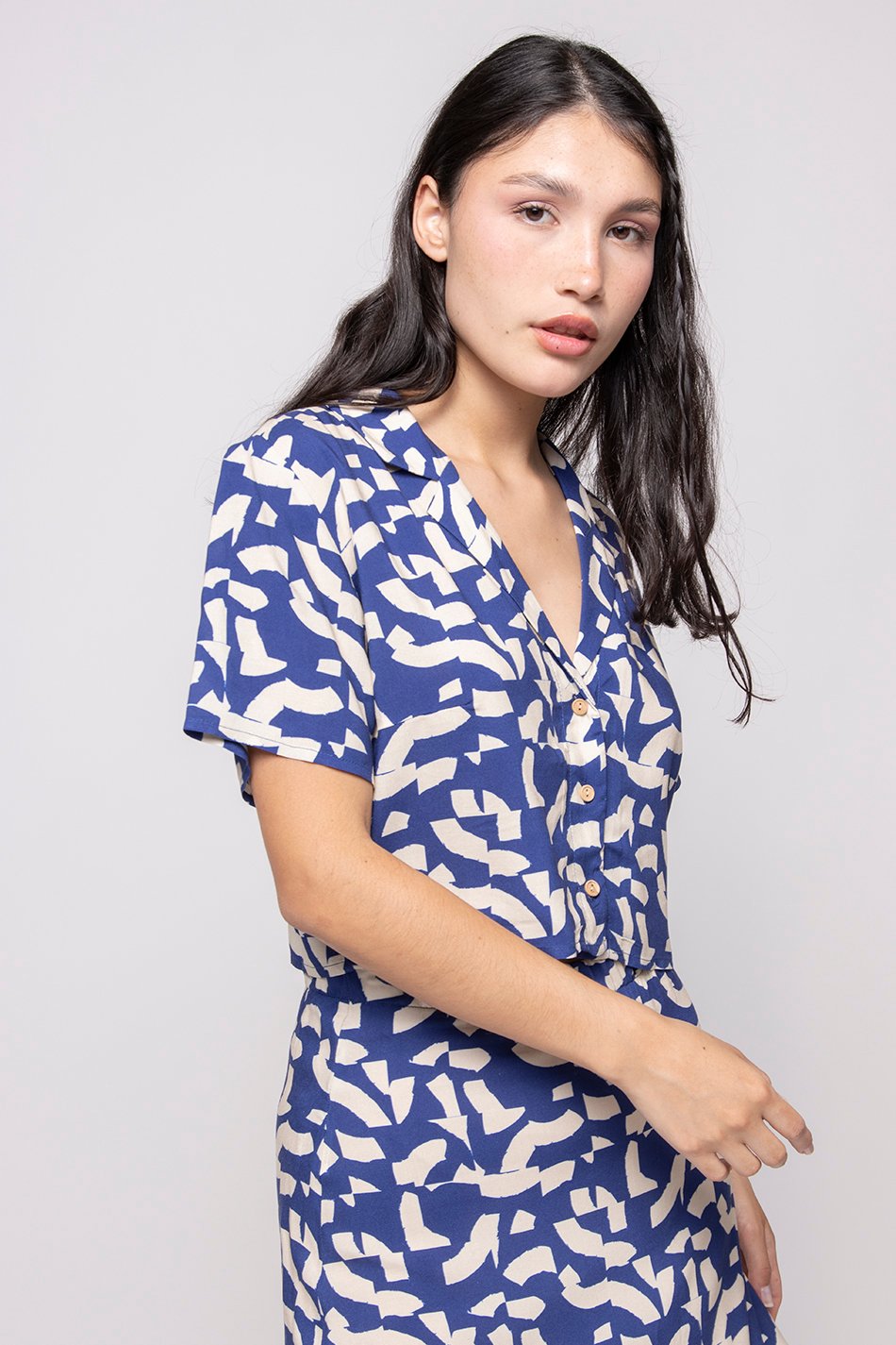 Geo Abstract Blue Shirt